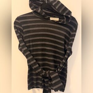 Vintage “Juicy Couture” Gray & Black Striped Hoodie- Size: L